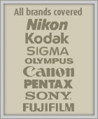 All Brands covered - Nikon, Canon, Pentax, Olympus, Sony, Fugifilm, Kodak, Sigma